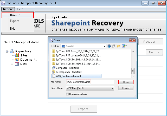 browse sharepoint file